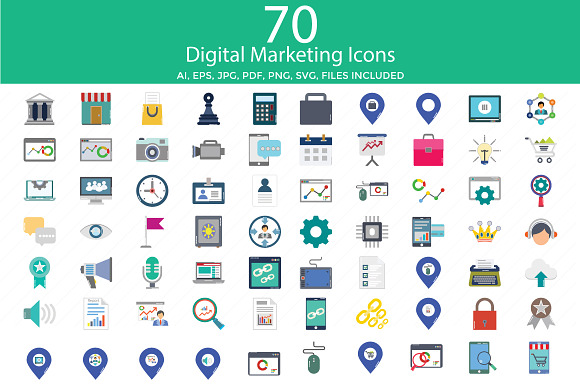 Digital Marketing Color Vector icons in Graphics - product preview 1