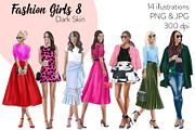 Fashion Girls 8 - Dark Skin Clipart