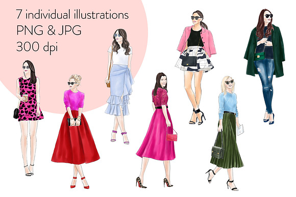 Fashion Girls 8 - Light Skin Clipart in Illustrations - product preview 1