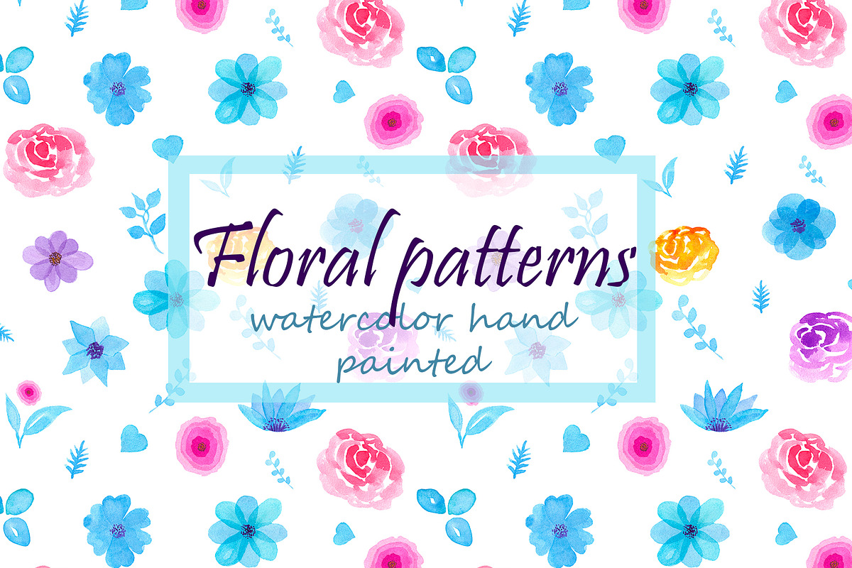 Watercolor floral patterns in Illustrations - product preview 8