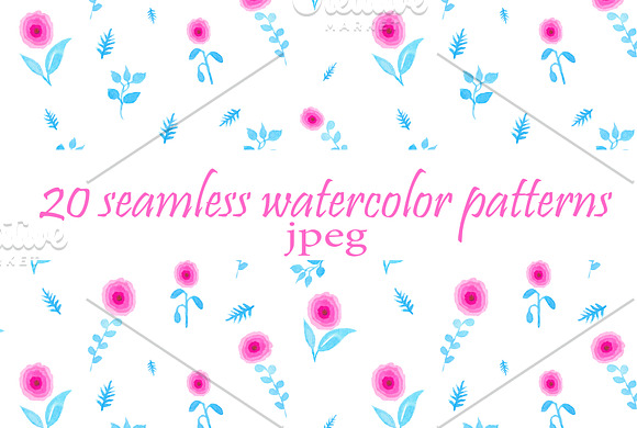 Watercolor floral patterns in Illustrations - product preview 1