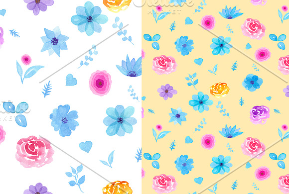 Watercolor floral patterns in Illustrations - product preview 2