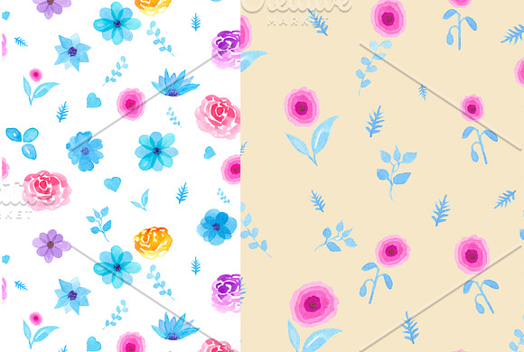 Watercolor floral patterns in Illustrations - product preview 4