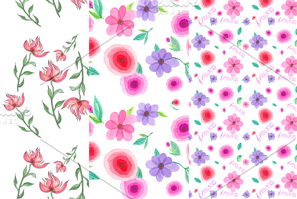 Watercolor floral patterns in Illustrations - product preview 6