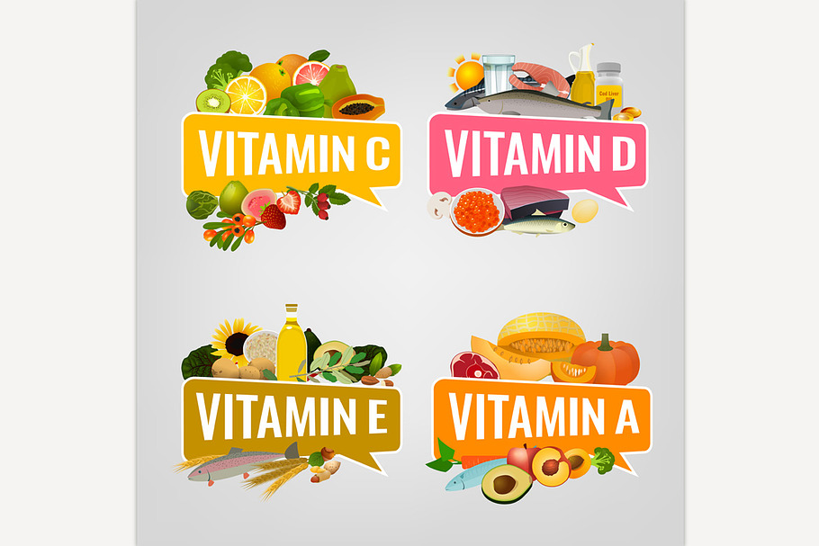 Vitamins Banners Set