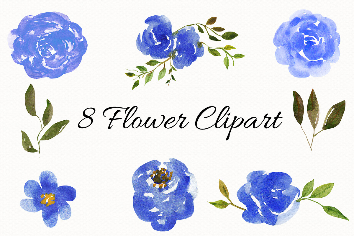 Watercolor Flower Clipart in Illustrations - product preview 8