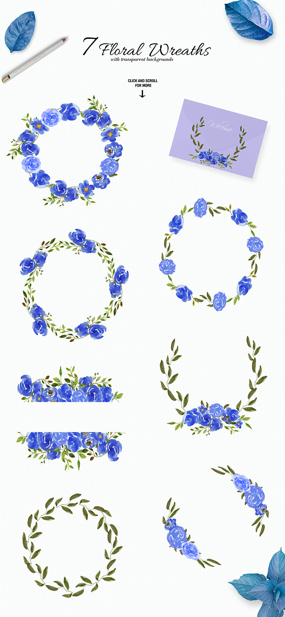 Watercolor Flower Clipart in Illustrations - product preview 2