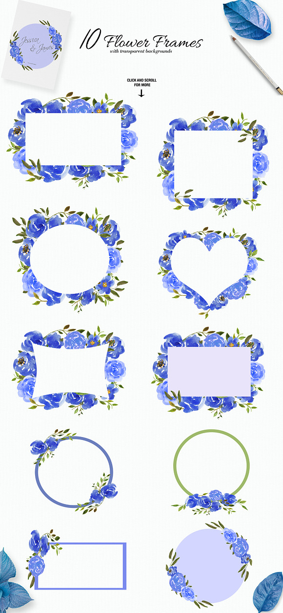 Watercolor Flower Clipart in Illustrations - product preview 3