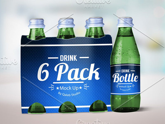 Drink Bottle & 6 Pack Mock Up V.1 in Product Mockups - product preview 2