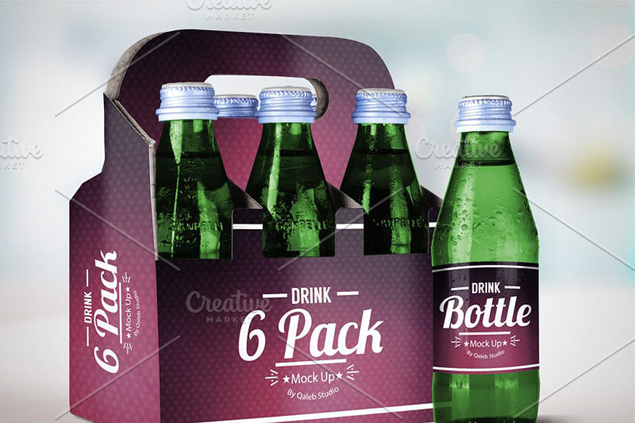 Drink Bottle & 6 Pack Mock Up V.2 in Product Mockups - product preview 8