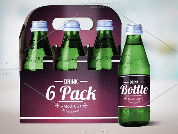 Drink Bottle & 6 Pack Mock Up V.2 in Product Mockups - product preview 2