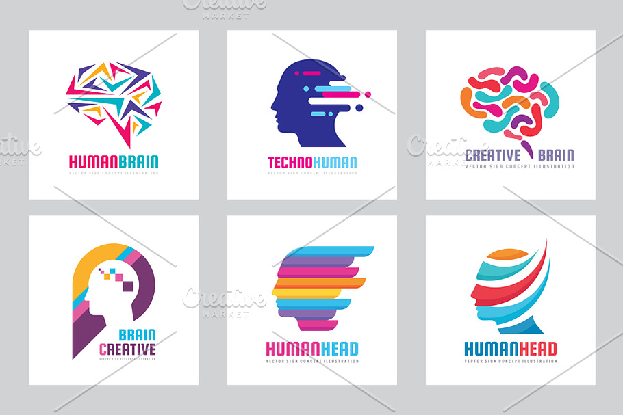 Human Head Creative Brain - Logo Set in Logo Templates - product preview 8