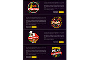 Pizzeria Italiano Web Set Vector Illustration