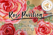 Watercolor clipart; Rose wreath