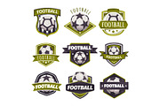 Set of logos, emblems on the theme of soccer, football