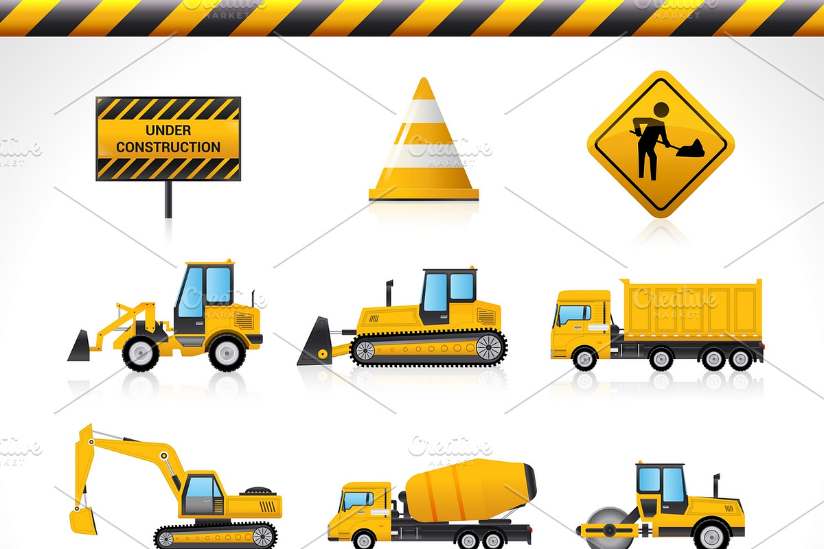 Construction machines icons set in Graphics - product preview 8