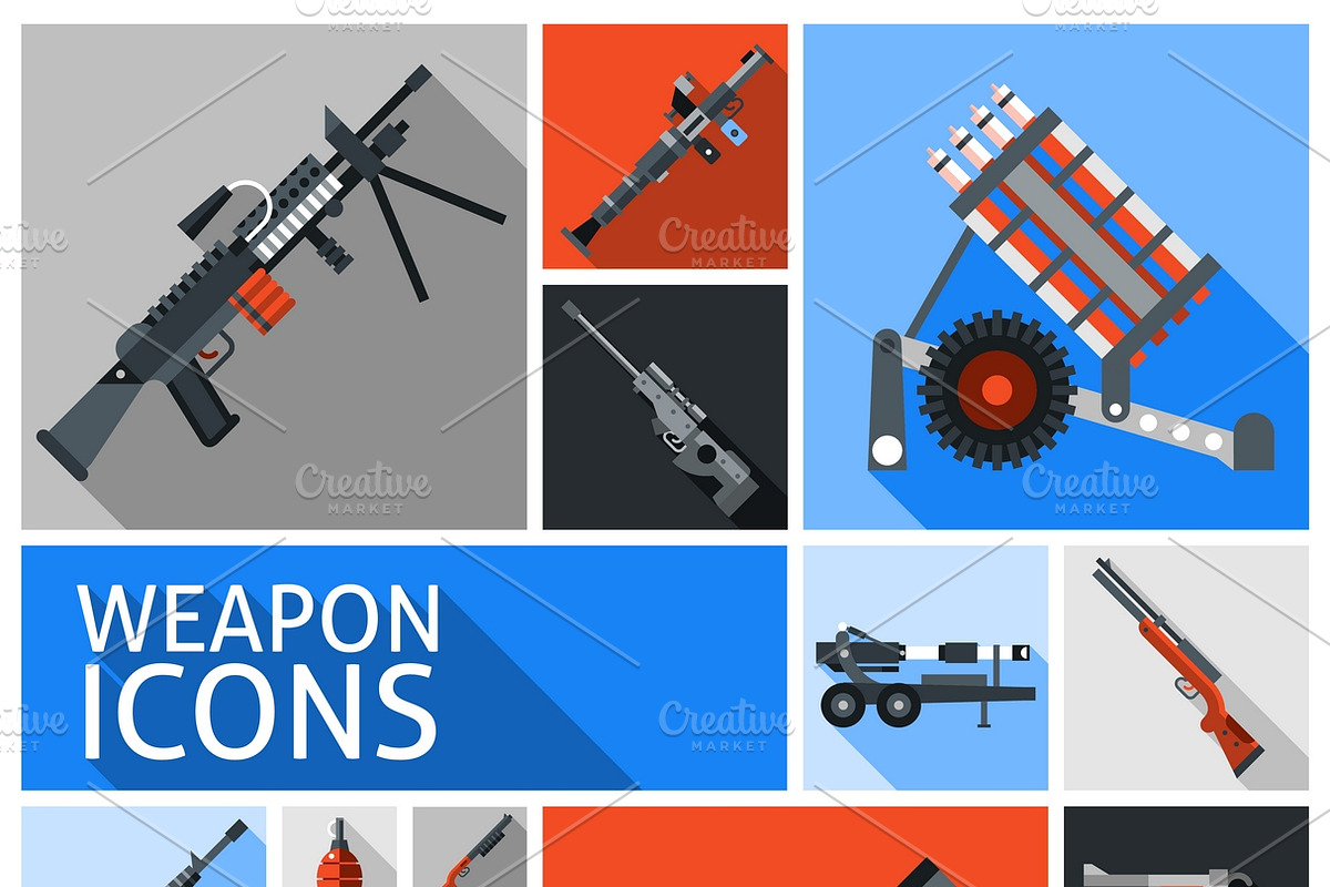 Weapon icons set in Graphics - product preview 8