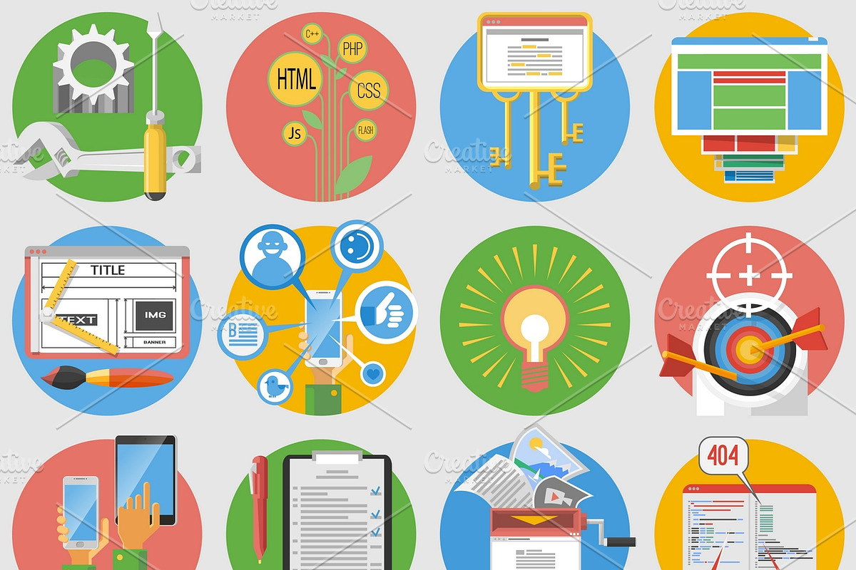 Seo icons set flat in Graphics - product preview 8