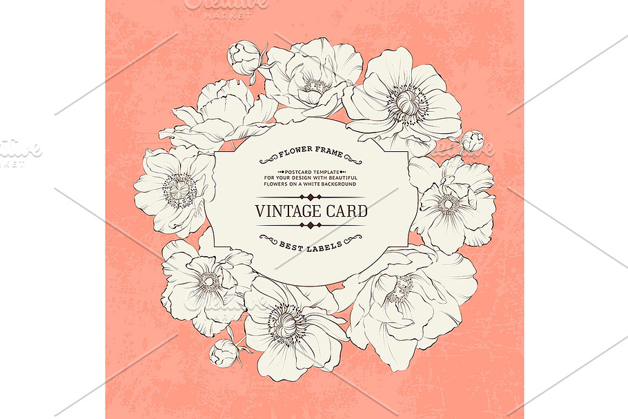 Poppies vintage card design.
