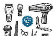Barber shop doodle sketch icons