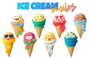 Cute cartoon icecream characters