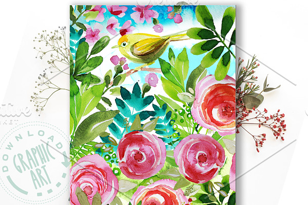 Printable cards; Easter bird;