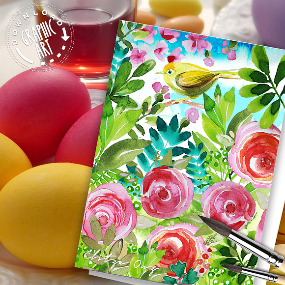 Printable cards; Easter bird; in Card Templates - product preview 2