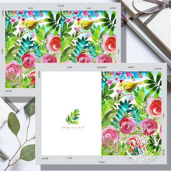 Printable cards; Easter bird; in Card Templates - product preview 5