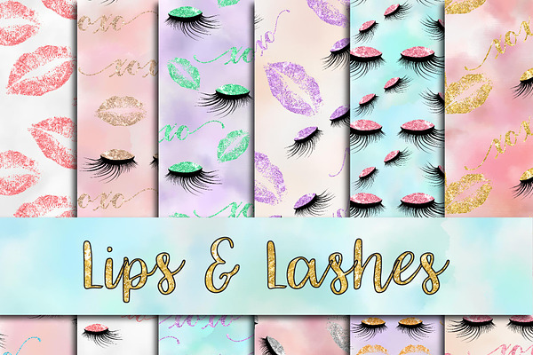 Lips & Lashes Digital Paper