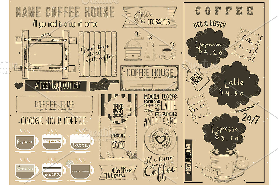 Coffee Menu Craft Placemat in Illustrations - product preview 8