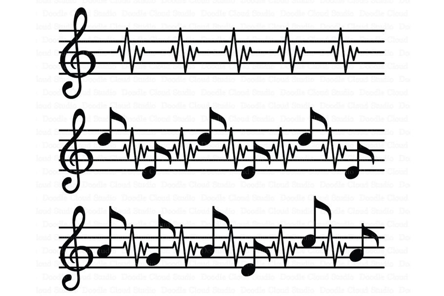 Music Score SVG, Music Heart beat
