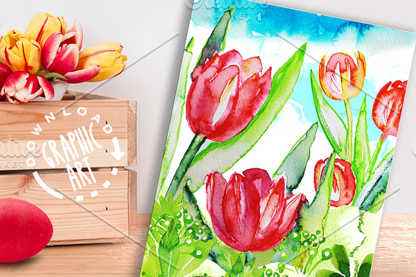 Printable cards; Spring Tulips