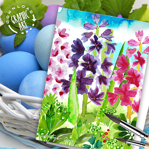 Printable cards; Spring Garden in Card Templates - product preview 1