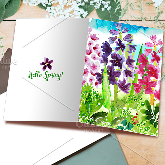 Printable cards; Spring Garden in Card Templates - product preview 2