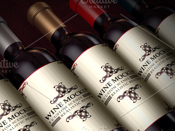 5 Scene Wine Mockup Pack in Product Mockups - product preview 1