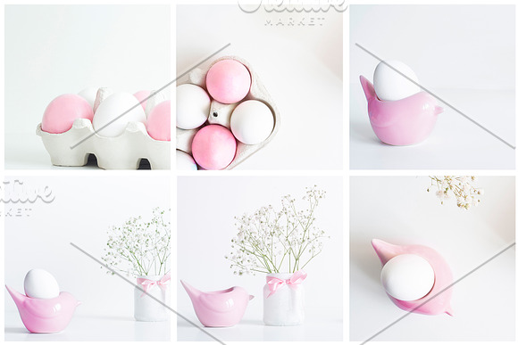 Easter Eggs Bundle Pink and White  in Instagram Templates - product preview 1