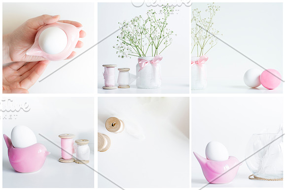 Easter Eggs Bundle Pink and White  in Instagram Templates - product preview 3