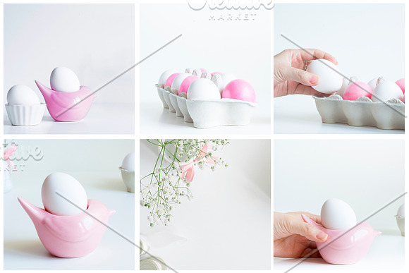 Easter Eggs Bundle Pink and White  in Instagram Templates - product preview 5