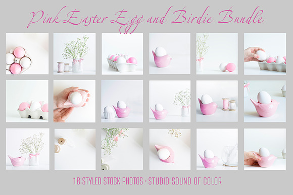 Easter Eggs Bundle Pink and White  in Instagram Templates - product preview 6