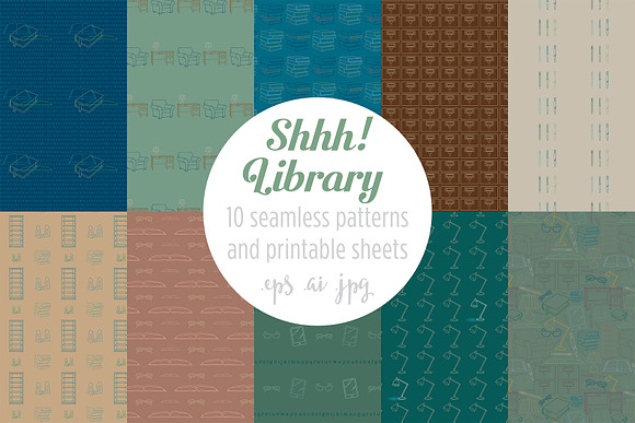 Shhh! Library Seamless Patterns in Patterns - product preview 10