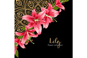 Wedding invitation with lily flowers