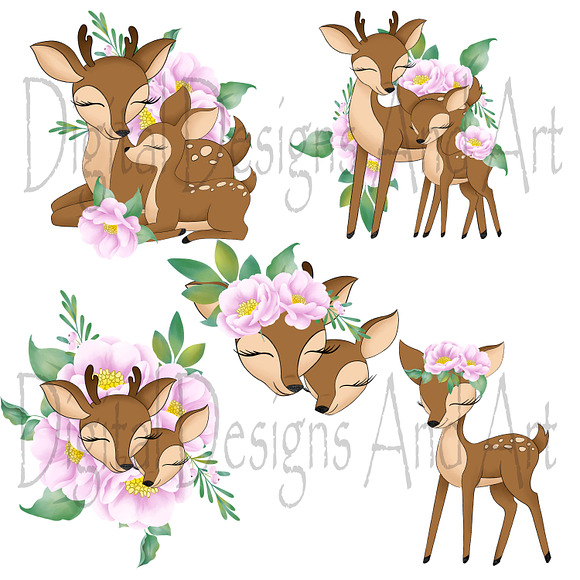 Mama and baby deer in Illustrations - product preview 1