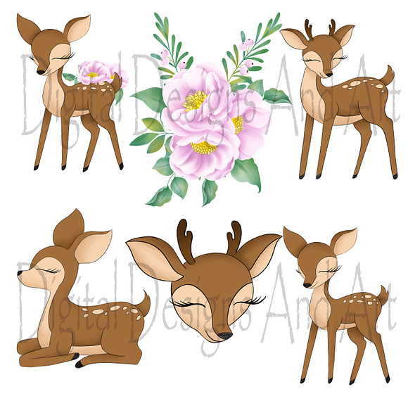 Mama and baby deer in Illustrations - product preview 2