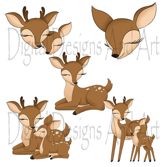 Mama and baby deer in Illustrations - product preview 3