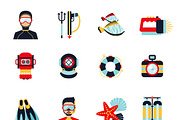 Diving sport icons set
