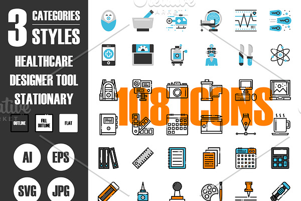 108 Icons×3 Styles Vol.3
