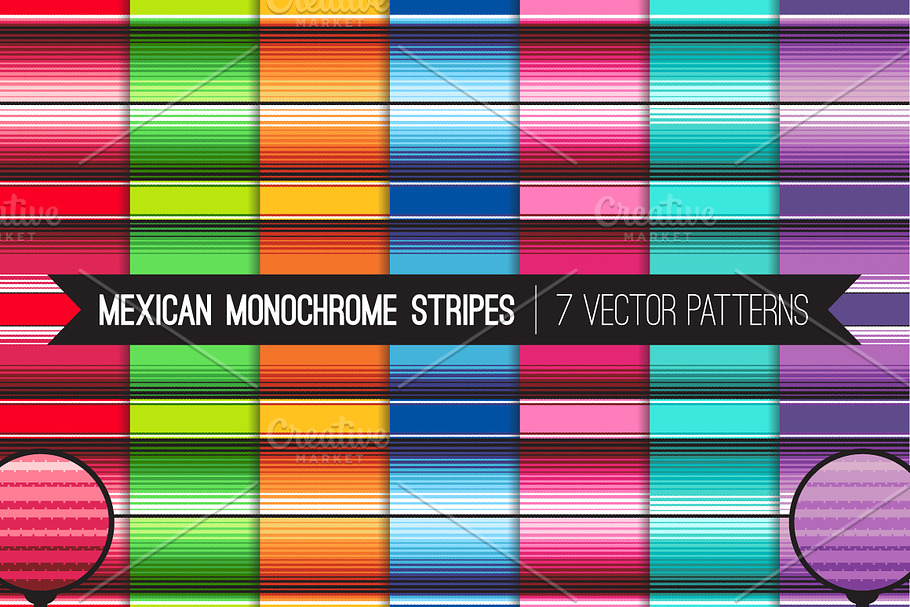 Vector Mexican Blanket - Monochrome in Patterns - product preview 8