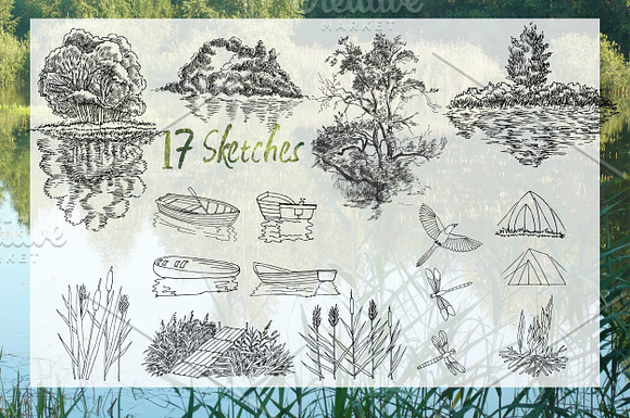 Summer on the Lake. Sketches  in Illustrations - product preview 1