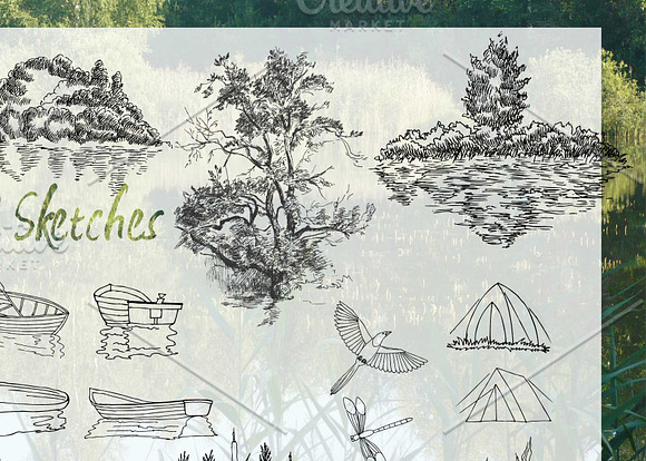 Summer on the Lake. Sketches  in Illustrations - product preview 2