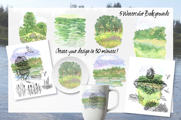 Summer on the Lake. Sketches  in Illustrations - product preview 3